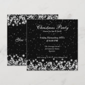 Party Invitation Elegant Winter Sparkle Black Kaart (Voorkant / Achterkant)