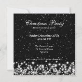 Party Invitation Elegant Winter Sparkle Black Kaart (Voorkant)