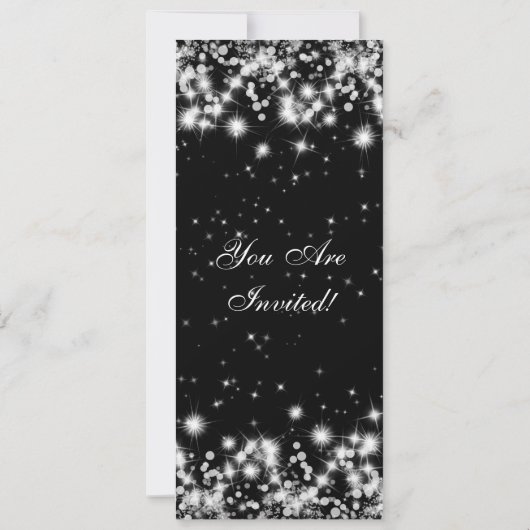 Party Invitation Elegant Winter Sparkle Black Kaart (Achterkant)
