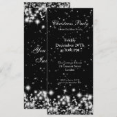 Party Invitation Elegant Winter Sparkle Black Kaart (Voorkant / Achterkant)