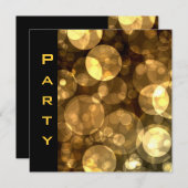 Party Invitation Feathers Black Gold Bubbles Kaart (Voorkant / Achterkant)