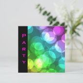 Party Invitation Feathers Zwart Roze Bubbels Kaart (Staand voorkant)