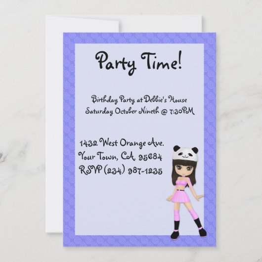 Party Invitation Girly Debbie Kaart (Voorkant)