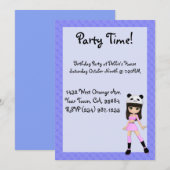 Party Invitation Girly Debbie Kaart (Voorkant / Achterkant)