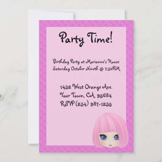 Party Invitation Girly Marianne Kaart (Voorkant)