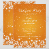 Party Invitation Tangerine Elegant Winter Sparkle Kaart (Voorkant / Achterkant)