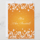 Party Invitation Tangerine Elegant Winter Sparkle Kaart (Achterkant)