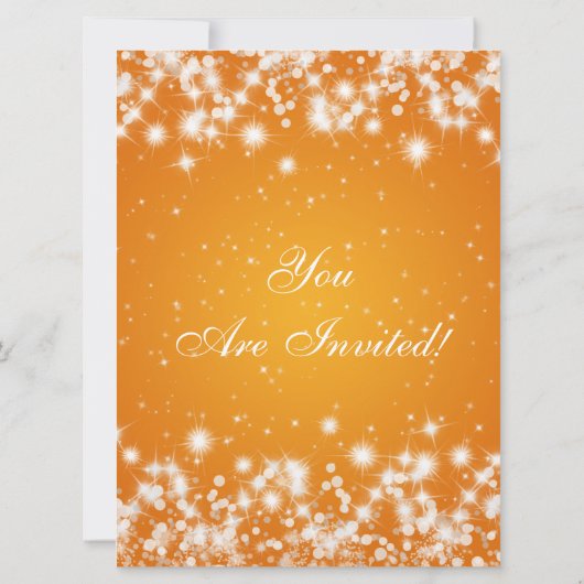 Party Invitation Tangerine Elegant Winter Sparkle Kaart (Achterkant)
