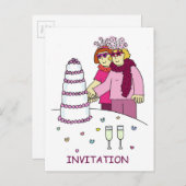 Party Invitation Vrouw paar in leuke outfits Uitnodiging Briefkaart (Voorkant / Achterkant)