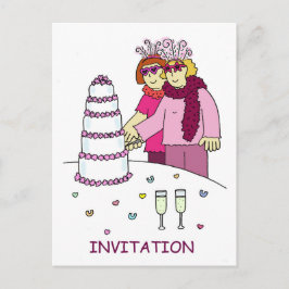 Party Invitation Vrouw paar in leuke outfits Uitnodiging Briefkaart