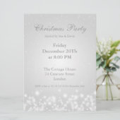 Party Invitation White Elegant Winter Sparkle Kaart (Staand voorkant)