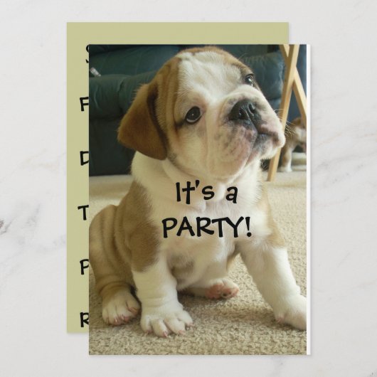 Party Invitations English Bulldog Puppy Kaart (Voorkant / Achterkant)