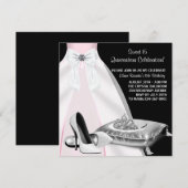 Party Jurk Tiara Roze Zwart Quinceanera Kaart (Voorkant / Achterkant)