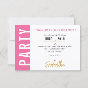 PARTY KAART schattig  roze wit harten goud