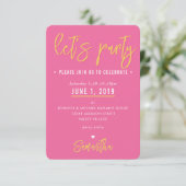 PARTY KAART schattig  roze wit harten goud (Staand voorkant)