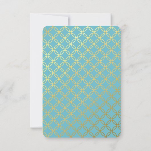 PARTY KAART schattig turquoise blauw gouden cirkel (Achterkant)