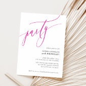 PARTY kalligrafie stijlvol minimaal heet roze Kaart