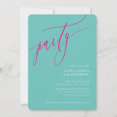 PARTY kalligrafie stijlvol minimaal leuk mint roze Kaart (Voorkant)