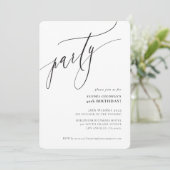 PARTY kalligrafie stijlvol minimaal zwart wit Kaart (Staand voorkant)