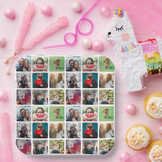 Party Keepsake Photo Collage Patroon Papieren Bordje (Feest)
