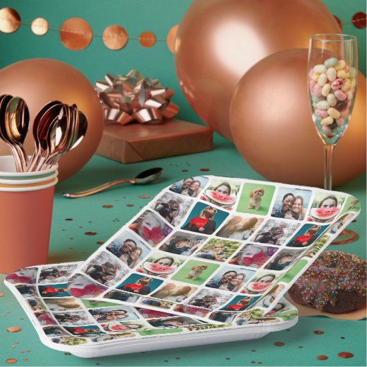 Party Keepsake Photo Collage Patroon Papieren Bordje (Multi)