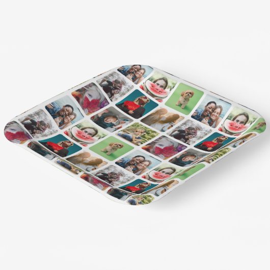 Party Keepsake Photo Collage Patroon Papieren Bordje (Gebogen)