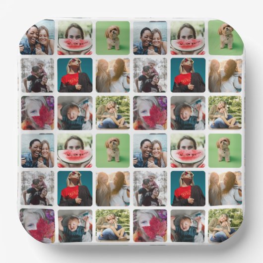 Party Keepsake Photo Collage Patroon Papieren Bordje (Voorkant)