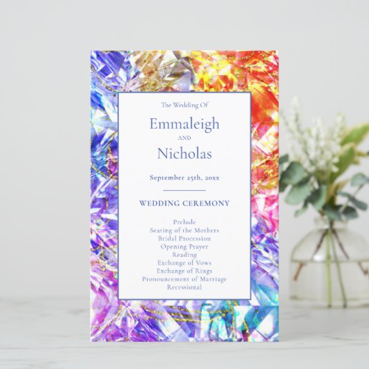 Party Kleur Crystal Edelsteen Trouwprogramma's (Staand voorkant)