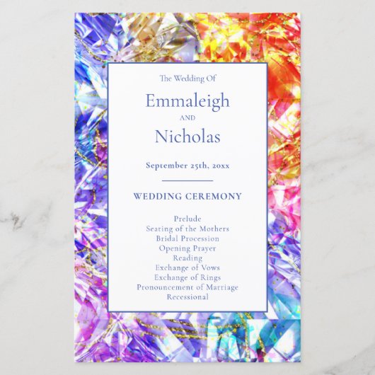 Party Kleur Crystal Edelsteen Trouwprogramma's (Voorkant)