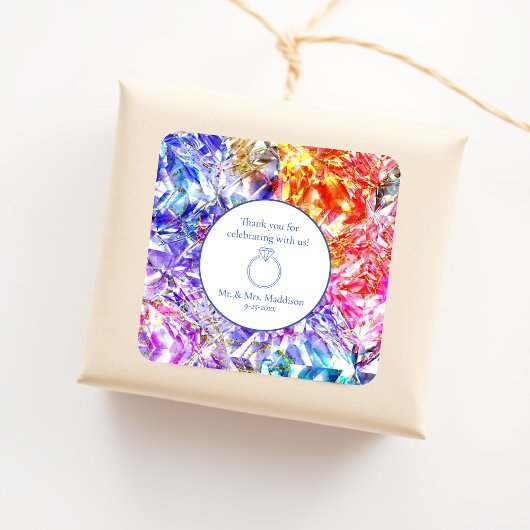 Party Kleur Diamond Crystal Edelsteen bruiloft Vierkante Sticker