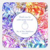 Party Kleur Diamond Crystal Edelsteen bruiloft Vierkante Sticker (Voorkant)