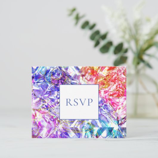 Party Kleur Regenboog Edelsteen bruiloft RSVP Uitnodiging Briefkaart (Staand voorkant)
