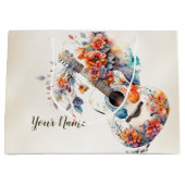 Party Kleurrijke Bloemen Gitaar Muziek Instrument Groot Cadeauzakje (Voorkant)