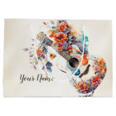 Party Kleurrijke Bloemen Gitaar Muziek Instrument Groot Cadeauzakje (Achterkant)