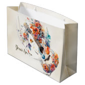 Party Kleurrijke Bloemen Gitaar Muziek Instrument Groot Cadeauzakje (Achterkant Gekanteld)