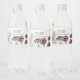 Party Kleurrijke Tuin Bloemen Vlinders Gouden Waterfles Etiket