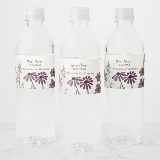 Party Kleurrijke Tuin Bloemen Vlinders Gouden Waterfles Etiket (Flessen)