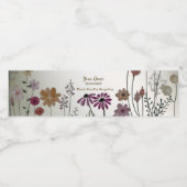 Party Kleurrijke Tuin Bloemen Vlinders Gouden Waterfles Etiket (Enkel label)