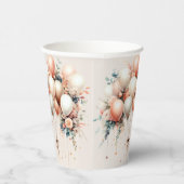 Party Kleurrijke Witte Perzik Bloemen Ballonnen El Papieren Bekers (Rechts)