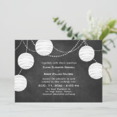 Party Lantern on Chalk Wedding Invitation Kaart (Staand voorkant)