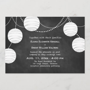 Party Lantern on Chalk Wedding Invitation Kaart