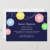 Party Lantern Sweet 16 Invitation Kaart (Voorkant)