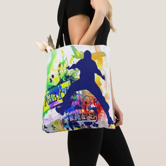 Party Life Graffiti Look Print Canvas tas (Dichtbij)