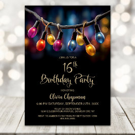 Party Lights 16th Birthday Party Kaart