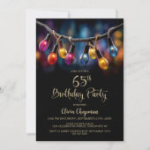 Party Lights 65th Birthday Party Kaart (Voorkant)