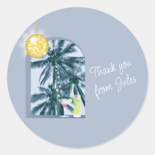 Party Lights Cocktails Disco Ball Blauw Dank u Ronde Sticker