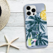 Party Lights Cocktails Disco Ball Palms op Blauw Case-Mate iPhone Case