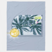 Party Lights Cocktails Disco Ball Palms op Blauw Fleece Deken (Voorkant)