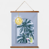 Party Lights Cocktails Disco Ball Palms op Blauw Hangend Wandkleed (Voorkant)