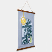 Party Lights Cocktails Disco Ball Palms op Blauw Hangend Wandkleed (Gebogen)